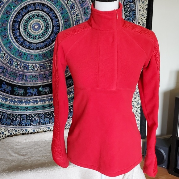 Athleta Jackets & Coats Athleta Red Fleece And Nylon Pullover